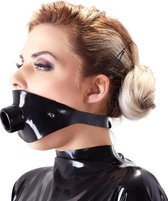 LateX – Hoogwaardige Latex Gag met Holle Pijp voor Vloeistoffen en Gesp Sluiting – Zwart