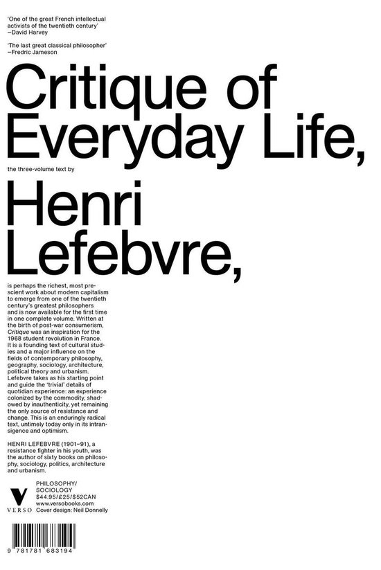 Critique of Everyday Life (ebook), Professor Henri Lefebvre