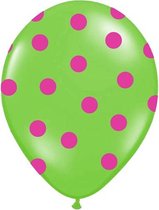 Ballonnen lime dots fuchsia 50 stuks