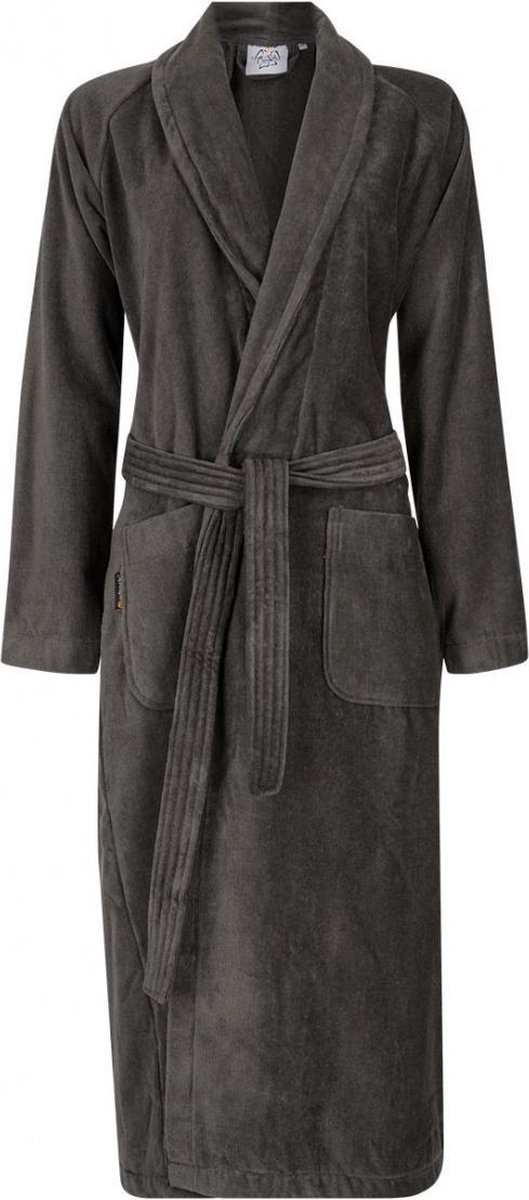 Badrock Badjas antraciet - badjas heren - badjas dames - 100% katoen badjas - sauna badjas grijs met sjaalkraag - unisex