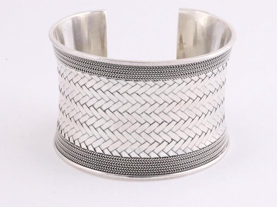 draai maandelijks het is nutteloos Zware brede zilveren klemarmband met vlechtmotief en kabelpatronen | bol.com