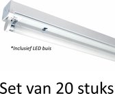 LED Buis armatuur 150cm - Enkel | Inclusief LED buis - Natuurlijk wit (Set van 20 stuks)