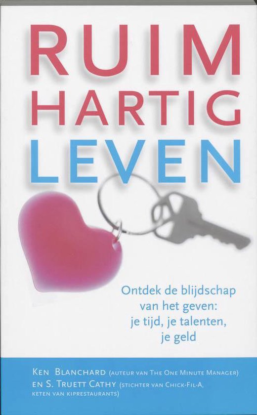 Boekomslag met de titel RUIM HARTIG LEVEN. Een roze hartje aan een sleutelring met een sleutel.