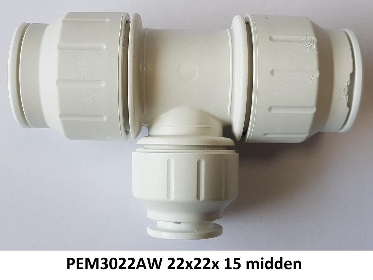 John Guest Speedfit PEM3022AW - Verloop T-stuk - 22x22x15mm - 5st