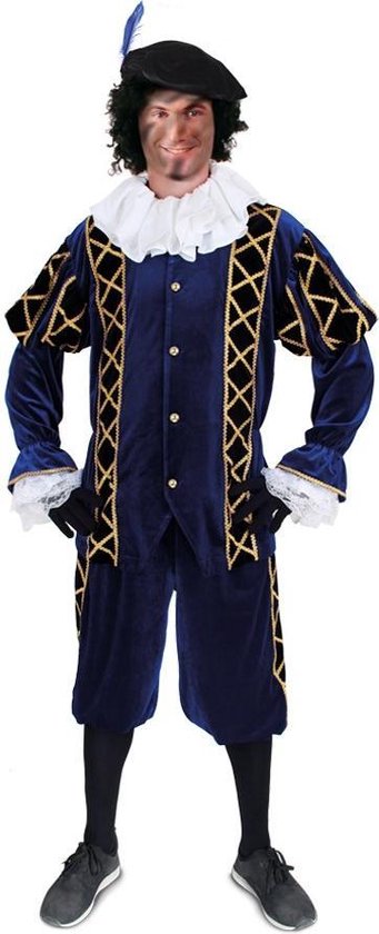 Luxe Piet pak fluweel zwart/blauw maat.S - fluwelen pietenpak kostuum goud  zwart... | bol.com