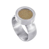 Quiges RVS Schroefsysteem Ring Zilverkleurig Mat 19mm met Verwisselbare Glitter Goudkleurig 12mm Mini Munt