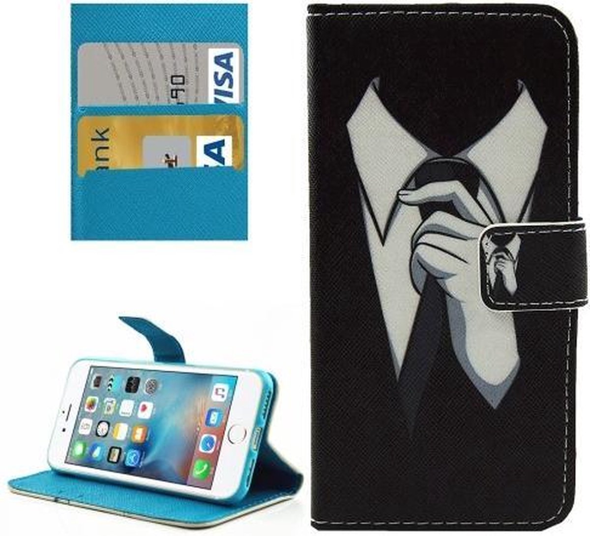 iPhone 7 (4.7 Inch) - Flip hoes, cover, case - PU leder - TPU - Pak en stropdas
