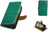 MP Case Groen Kunstleer booktype vintage  hoesje Mororola Moto E3