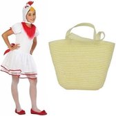 Paaskip verkleedpak maat 140 (9-10 jaar) met mandje voor meisjes - Kip/haan kostuum