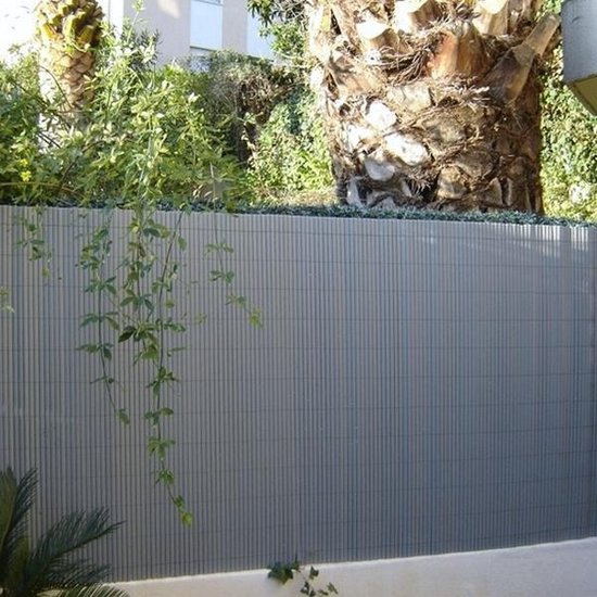 Tuinscherm grijs PVC 3 x 1,5 m - dubbelwandig | bol.com