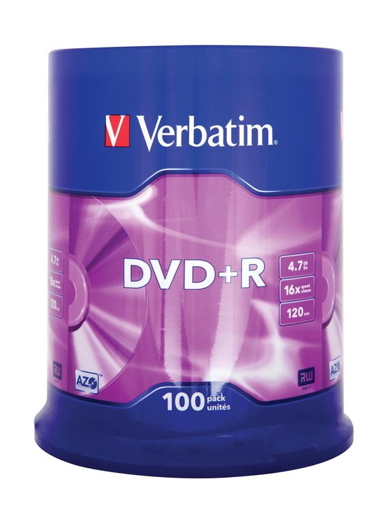 Verbatim 43551 DVD+R Matt Silver Schijven - 100 Stuks / Spindel