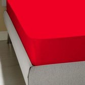 Homee Hoeslaken Jersey stretch rood  80/90x200/220+ 30cm eenpersoons bed 100% katoen