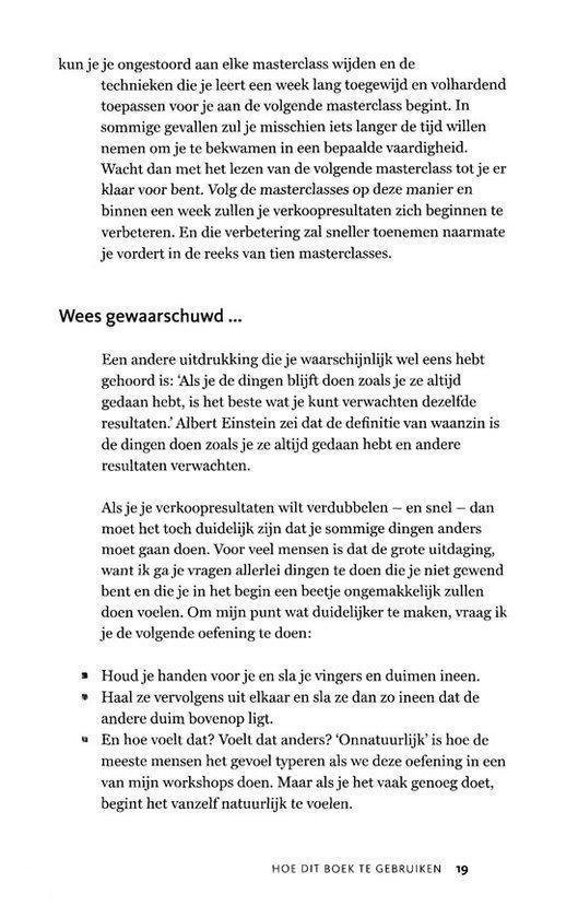Tekstpagina die waarschuwt voor onrealistische verwachtingen en het belang van oefening benadrukt.