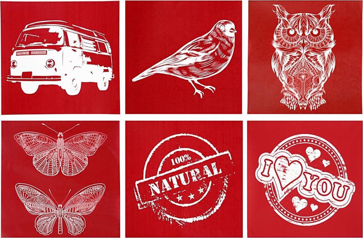Screen Stencil Set 20x22cm 6 stuks