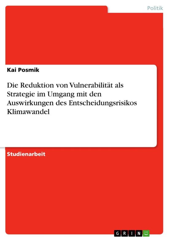 Die Reduktion von Vulnerabilität als Strategie im Umgang mi ... - cover