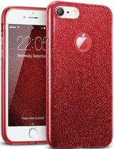 HB Hoesje Geschikt voor Apple iPhone 6 Plus & 6s Plus - Glitter Back Cover - Rood