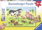 Ravensburger puzzel Gelukkige dierenfamilies - 2x12 stukjes