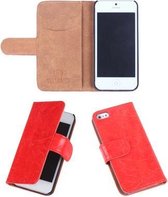 Eco-Leather Oranje Bookcase Hoesje Apple iPhone 5 5S