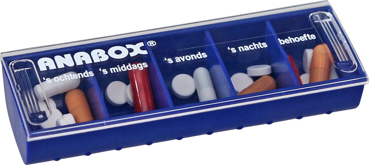 Anabox® Dagdoseerdoos Donkerblauw - Pillendoos - Medicijndoos - Medicijndoos.nl