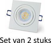 7W GU10 inbouwspot | Wit vierkant | Set van 2 stuks