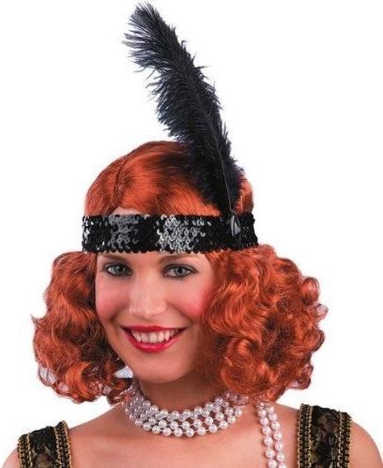 Grillig tekort Sta in plaats daarvan op Partychimp - Haarband met veer - Charleston - Zwart | bol.com