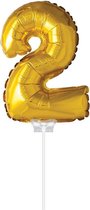 Ballon folie 2 goud met stokje 40cm