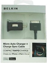 F8Z446QE Belkin Micro Car Charger incl. Charge Sync Cable 1000 mA Black