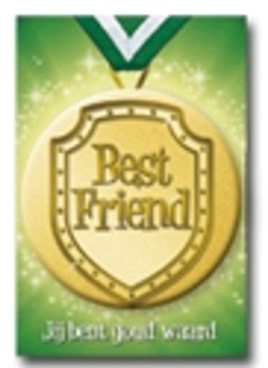 button wenskaart + envelop - Best friend