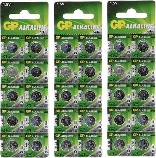 Piles bouton alcaline 10 x GP A76 / LR44 / V13GA - 1,5V - GP Battery