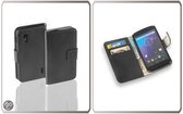 LELYCASE Bookstyle Wallet Case Flip Cover Bescherm Hoesje LG Nexus 4 Zwart