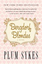 Boek "Bergdorf Blondes" van Plum Sykes met roze ruitpatroon en gouden ornamenten.