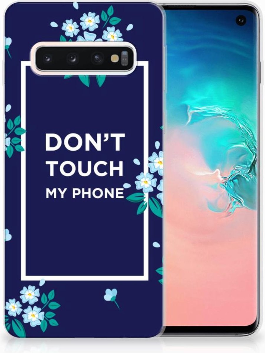 Samsung Galaxy S10 Silicone-hoesje Flowers Blue DTMP