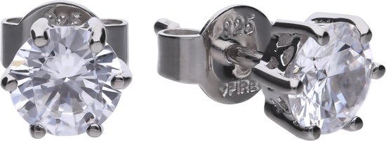 Diamonfire - Zilveren oorknoppen 0.75 ct - 5.65 mm - Chatonzetting