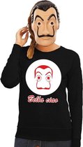 Zwart Salvador Dali sweatshirt maat S - met La Casa de Papel masker voor dames - kostuum