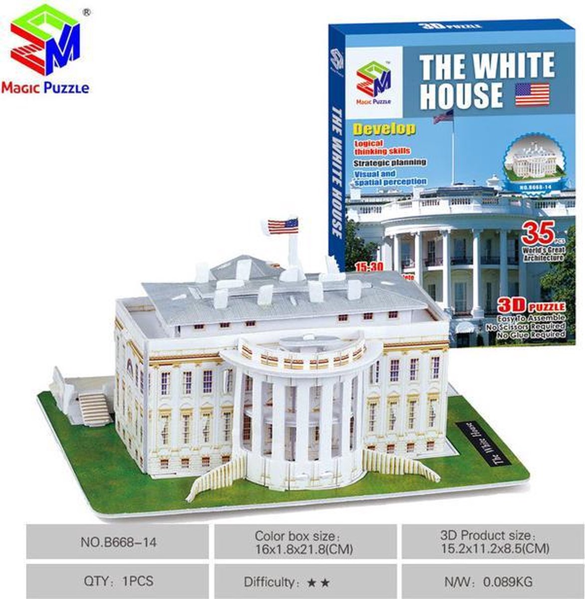 opvolger Echt Eenvoud 3D Puzzel Witte Huis Amerika White House America | bol.com