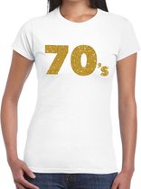 70's goud glitter t-shirt wit dames XS