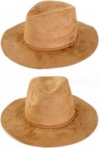 Suede cowboyhoed beige voor volwassenen