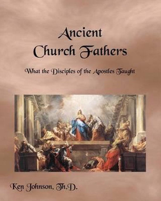 Boekcover met de titel Ancient Church Fathers. Een schilderij van Bijbelse figuren staat centraal.