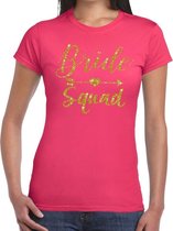 Bride Squad Cupido goud glitter t-shirt roze dames S
