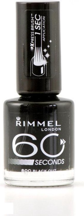 Rimmel London 60 Seconds nagellak in 800 Black Out. Zwarte lak met 1 seconde applicatie.