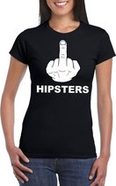 Fuck hipsters t-shirt zwart - dames - katoen XS