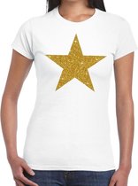Gouden Ster glitter fun t-shirt wit dames - dames shirt Gouden Ster XS