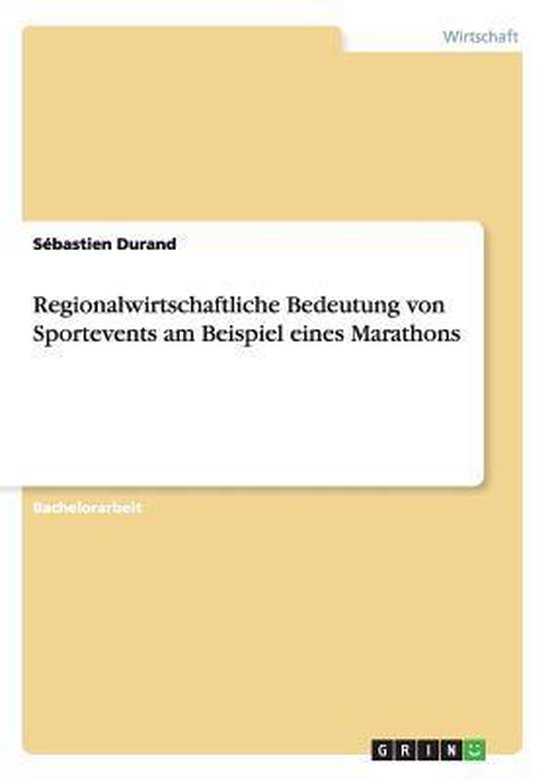 Regionalwirtschaftliche Bedeutung von Sportevents am Beispie ... - cover