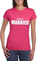 Vrijgezellenfeest Almost Married fun t-shirt roze voor dames - vrijgezellen shirt XL