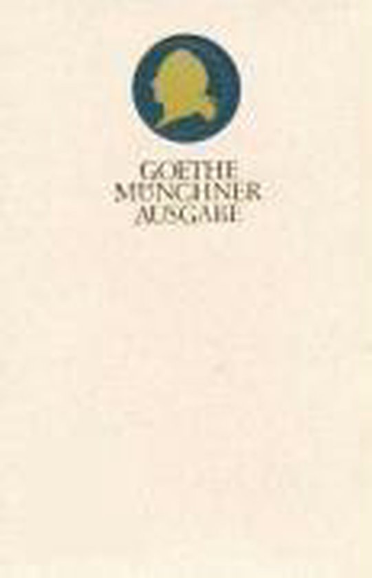 Boekcover met een gouden silhouet van Goethe in een blauwe cirkel en de tekst 'GOETHE MUNCHNER AUSGABE'.