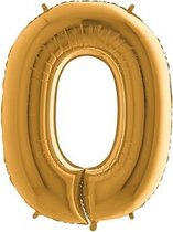 Folieballon - cijfer - 0 - goud - (100cm)