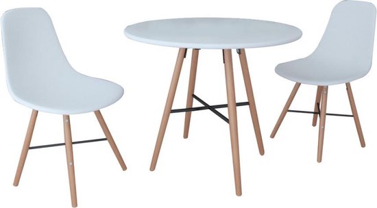 Eetkamerset met 1 ronde tafel en 2 stoelen (wit) | bol.com