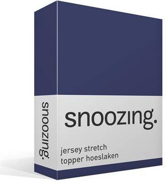 Snoozing Jersey Stretch - Topper - Hoeslaken - Eenpersoons - 70/80x200/220 cm - Navy