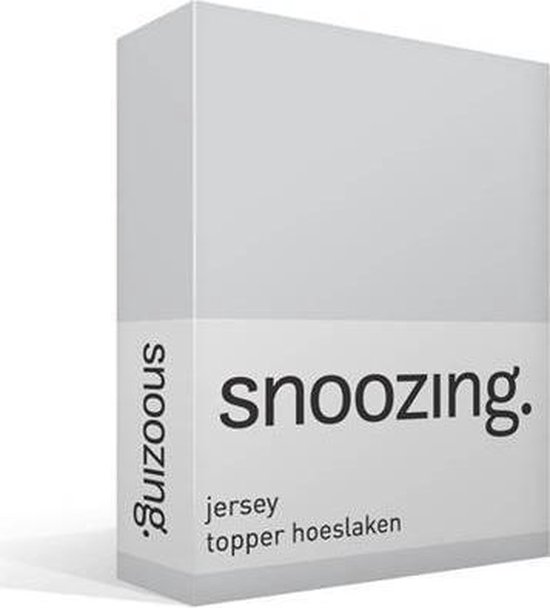Snoozing Jersey - Topper Hoeslaken - 100% coton tricoté - 180x200 cm - Grijs