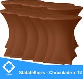 Statafelrok Luxe Chocolade x 12 - Statafel Tafelrok - Statafelhoes - Stretch –  ∅80 x 110 cm – geschikt voor Horeca Evenementen | Sta Tafel Hoes | Statafel | Staantafelhoes | Cocktailparty | 